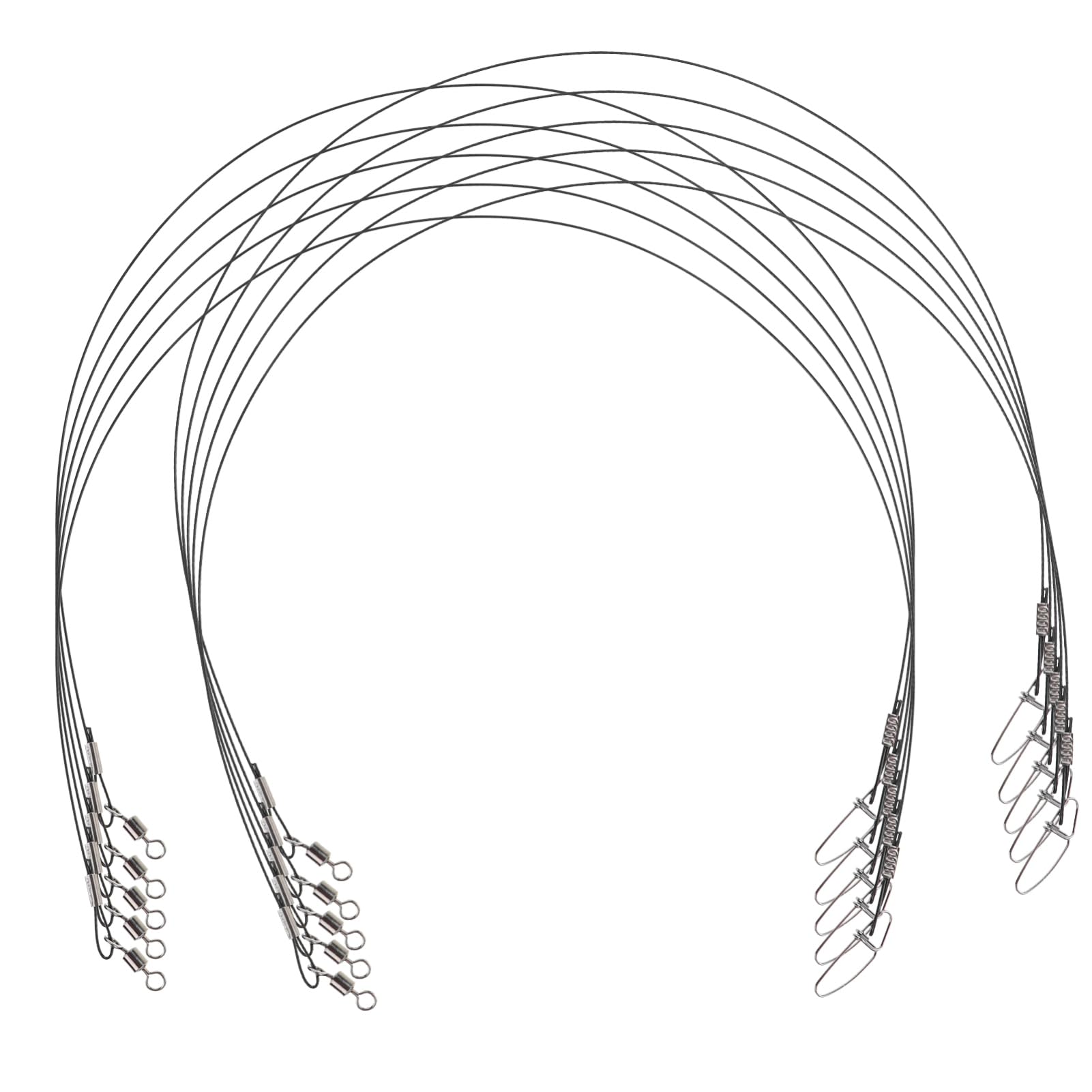 HANABASS 10pcs Heavy Duty Saltwater Fishing Leaders 50cm Stainless Steel Wire Leaders with Swivels Snaps