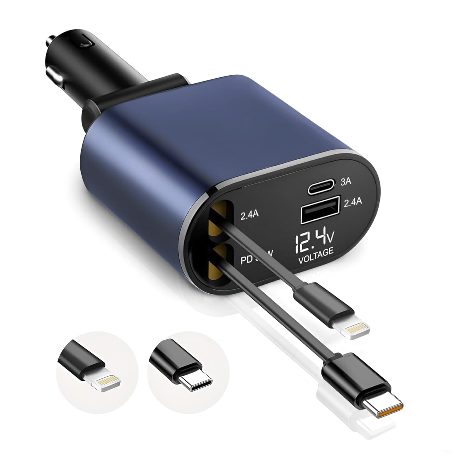 120W Fast Car Charger (2026 New Version) with 80CM Retractable Type-C Charging for 4 Devices – Universal Car Mobile Charger for All Smartphones & Tablets (Car Charger)-image-39