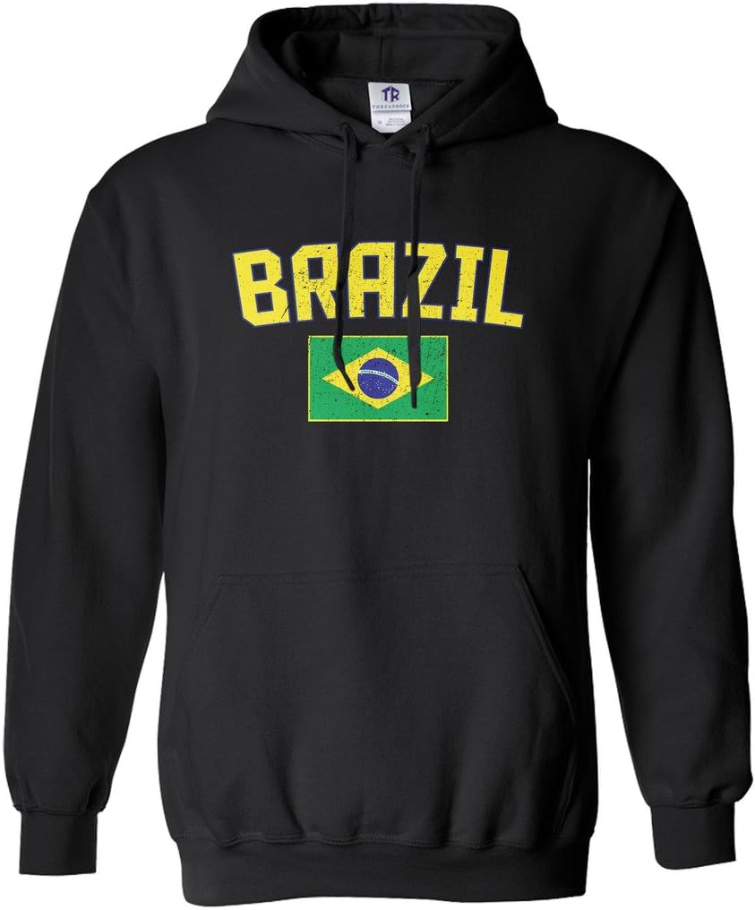 Threadrock Women's Brazil Flag Hoodie Sweatshirt