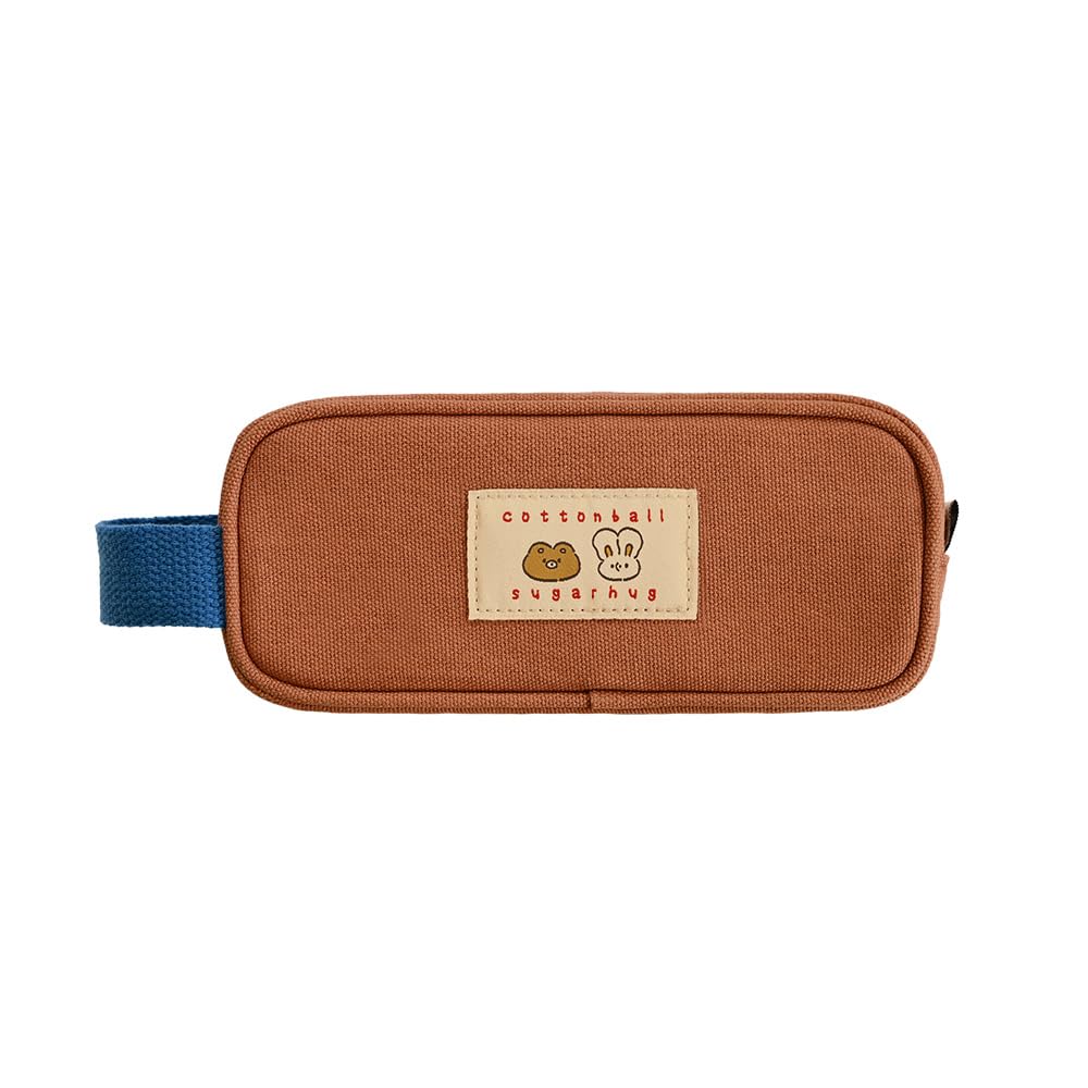 Monolike Unmatched Friends Butter Pencil Case, Orange - Structured Square Desk Organizer, Large Capacity Aesthetic Stationery Pouch &amp; Makeup Brush Bag
