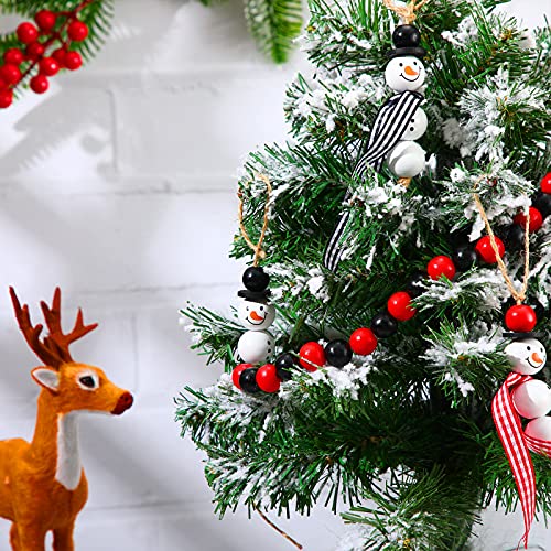 180 Piece Christmas Snowman Wooden Bead Winter Wooden Bead Christmas Buffalo Plaid Wood Round Bead Christmas Print Wooden Beads With Diy Twine Scarf Wooden Beads For Crafts (Cute Pattern) #TOP4