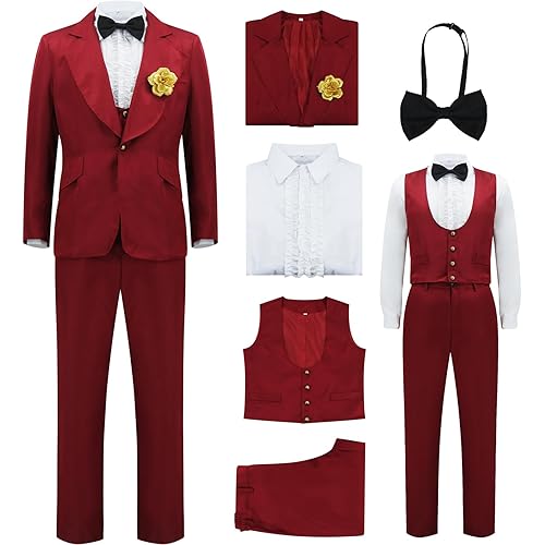 Betelgeuse Costume Mens Wedding Costume Red Wedding Suits Halloween Beetle Movie Cosplay Uniform Outfits Blazer Set