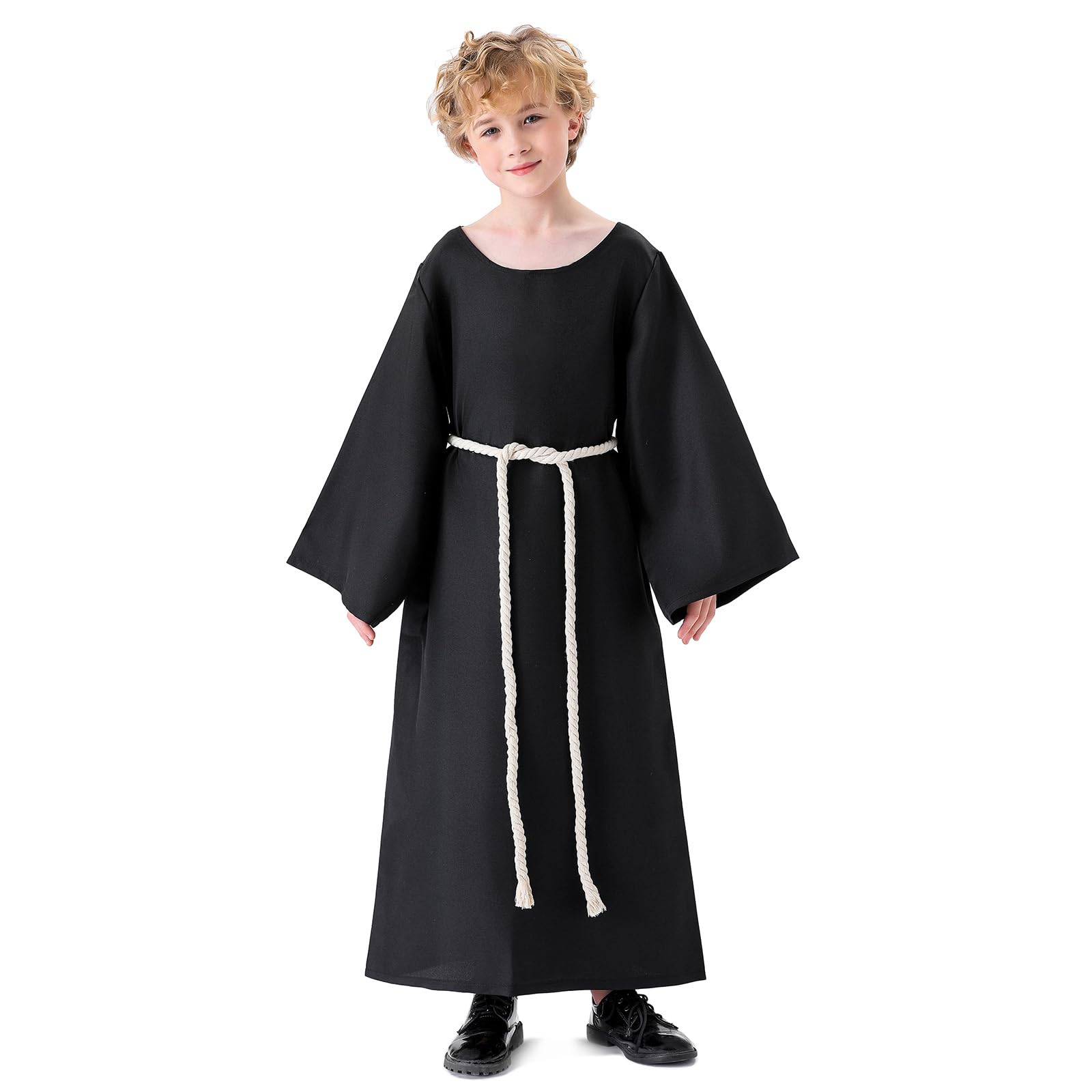 Banchif Costume Bambino Medievale Halloween Bambino Costume Monaco Sacerdote Accappatoio Costume di Carnevale da Bambino Con Cappuccio e Monaco Medievale
