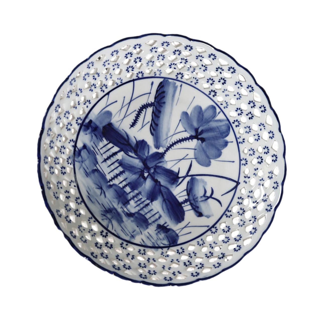Plato de Frutas de Cerámica Azul Estilo Chino Peana
