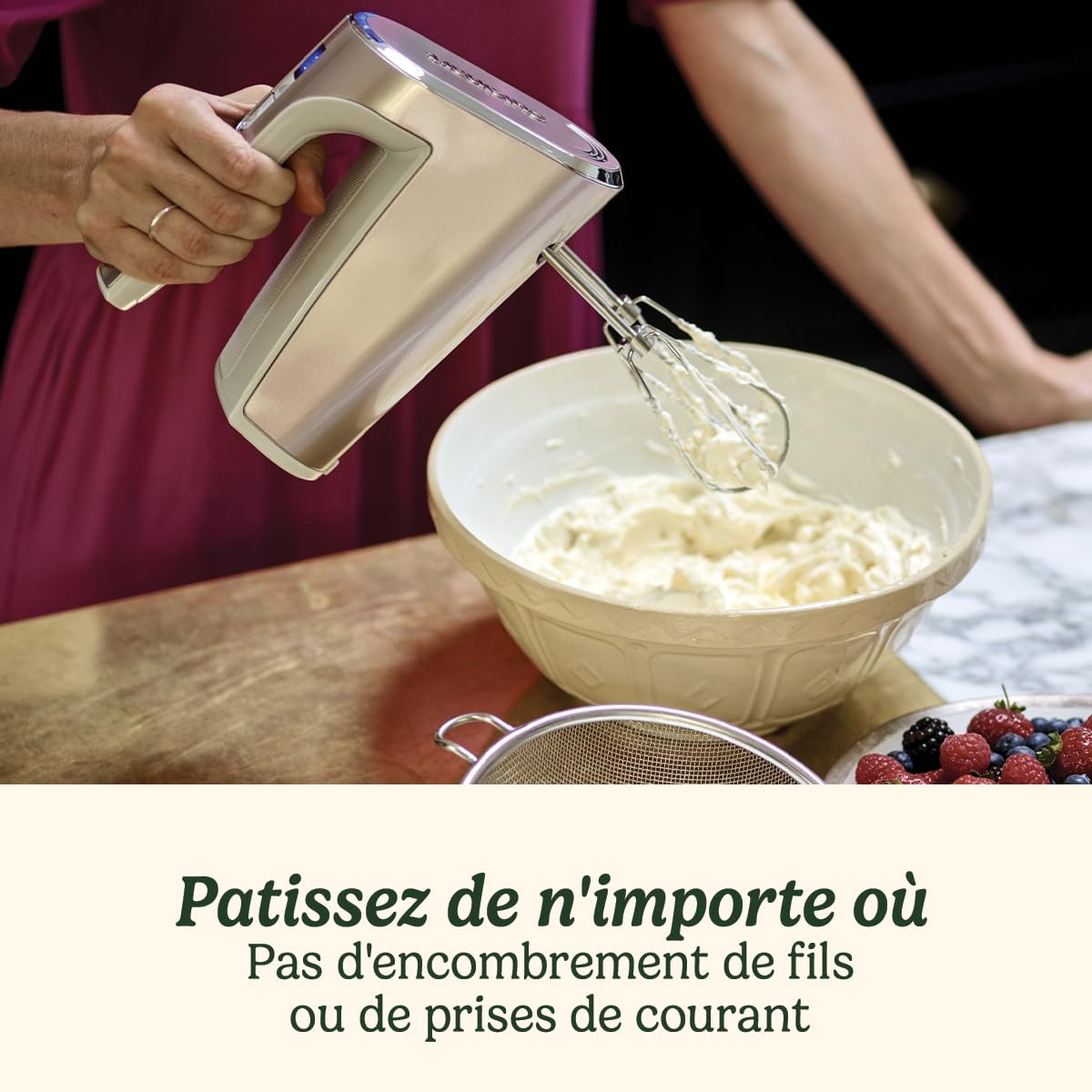 Cuisinart Cordless Power Hand Mixer | mikser do ciasta do pieczenia | kij ze stali nierdzewnej, 5 prędkości | możliwość ponownego ładowania | 20 minut ciągłej pracy | nadaje się do mycia w zmywarce |