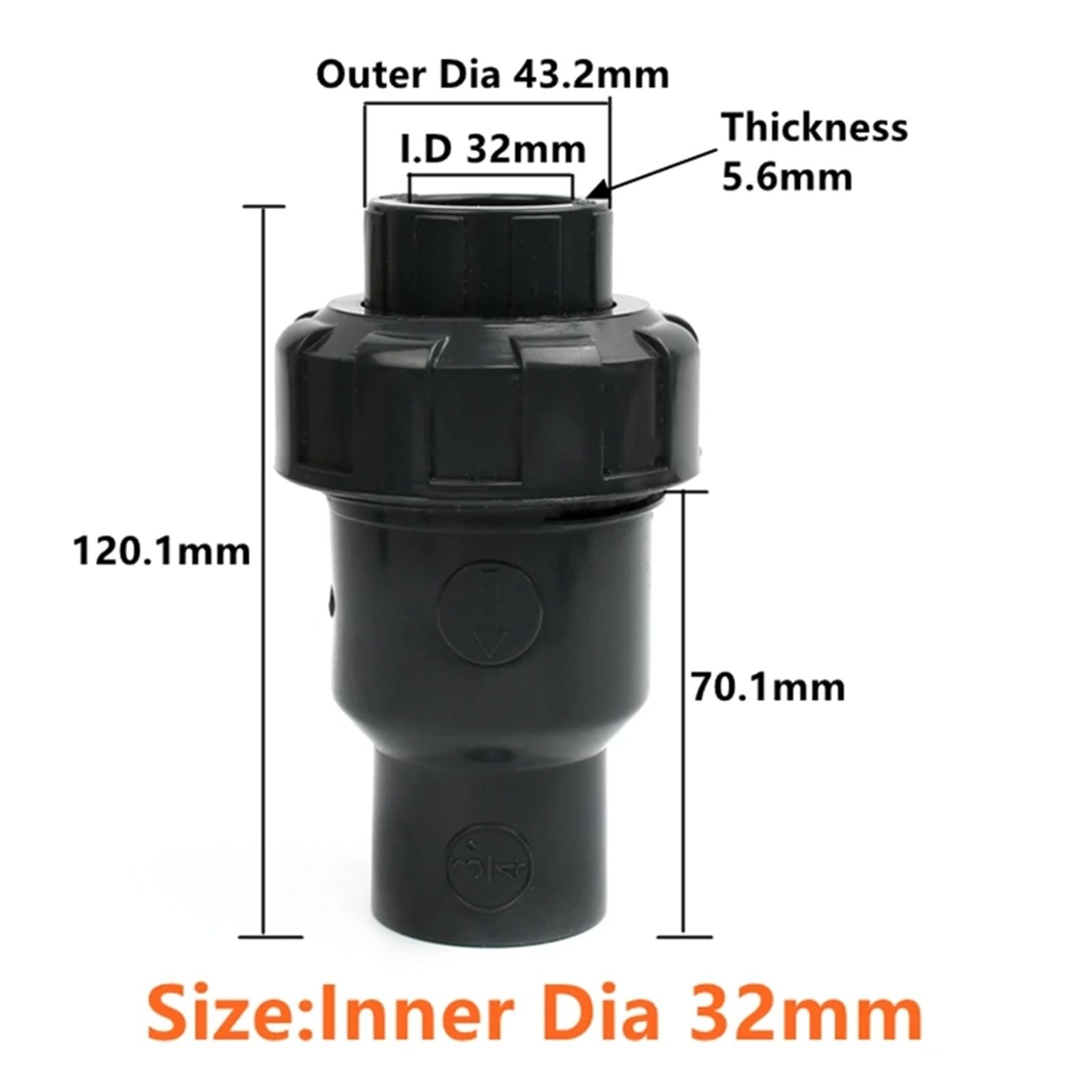 Zawór zwrotny z pojedynczym złączem UPVC do nawadniania akwariów i ogrodów - 20-110 mm 1 szt.(32mm)