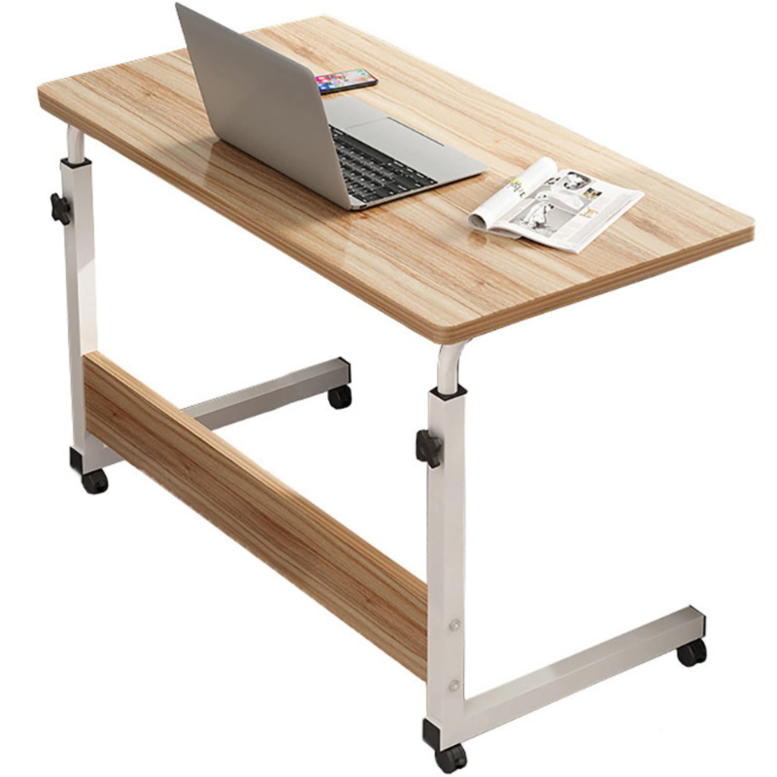 Table de lit mobile réglable en bois foncé pour petits espaces et bureau assis-debout