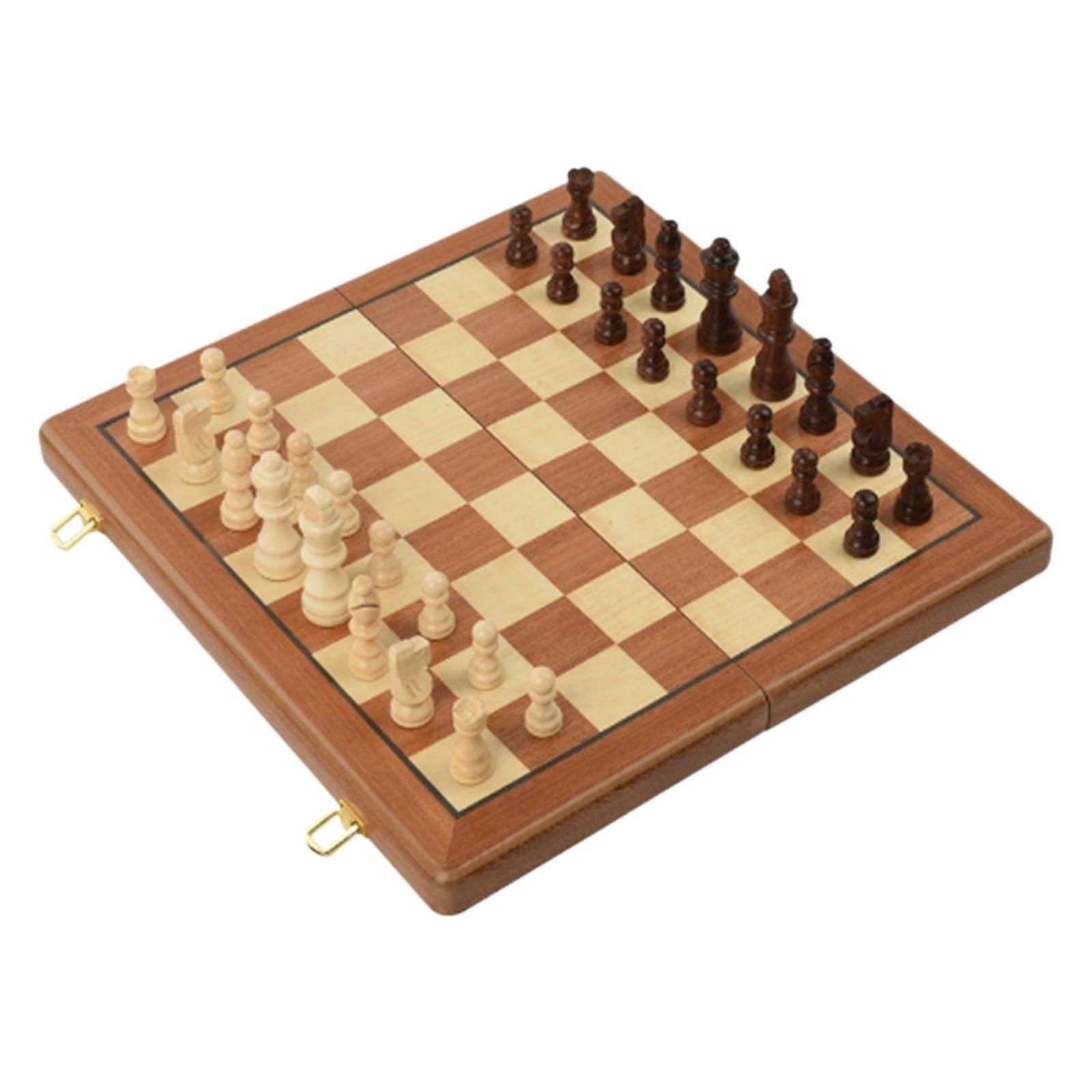Set di scacchi magnetici in legno con 2 regine extra | Set di scacchi da viaggio portatile con slot for riporre i pezzi, gioco da tavolo for principianti