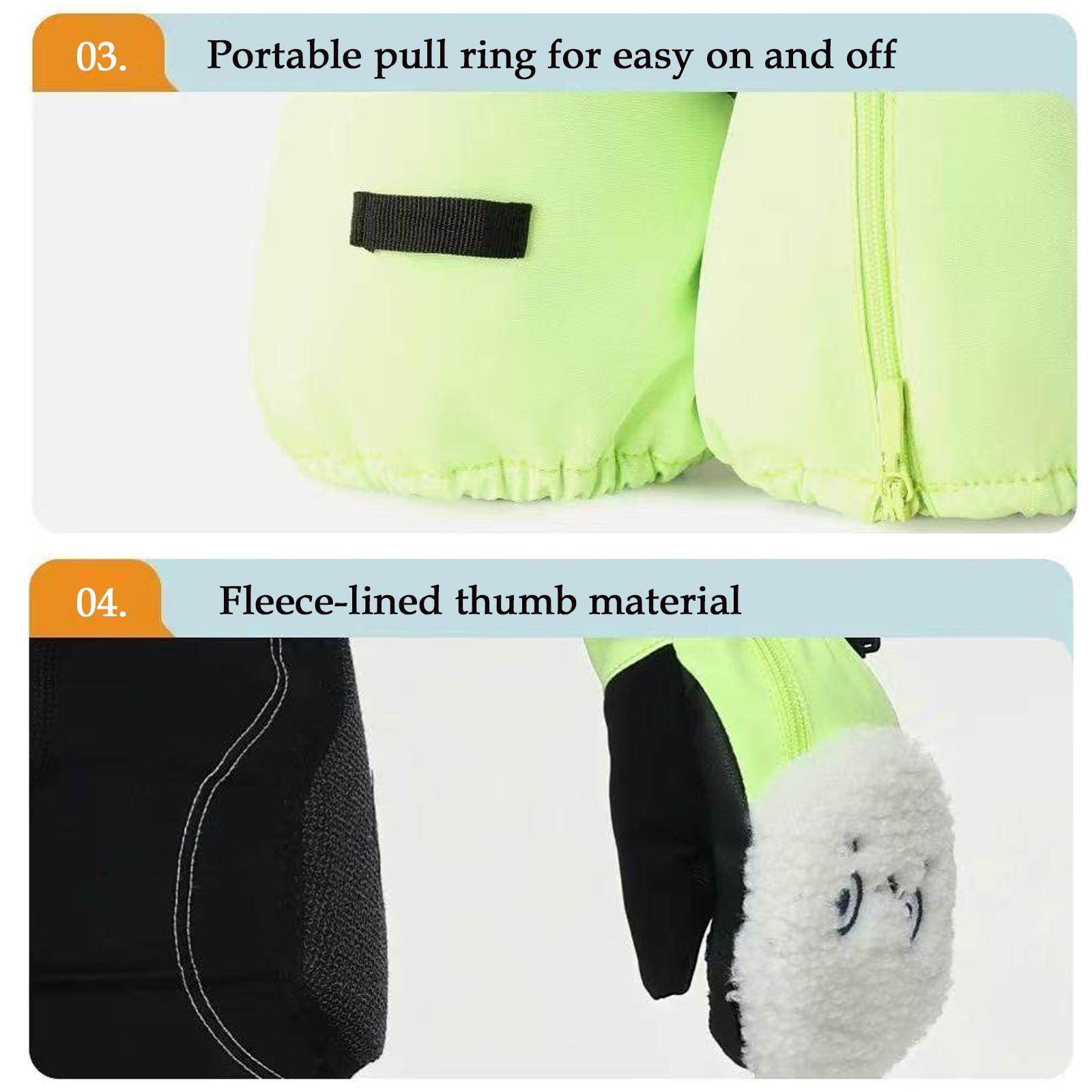 Gants Neige Enfant, moufles Sport Enfant antidérapant imperméable, Gants De Ski pour Enfants, Cadeau pour garçons et Filles,Vert,XS