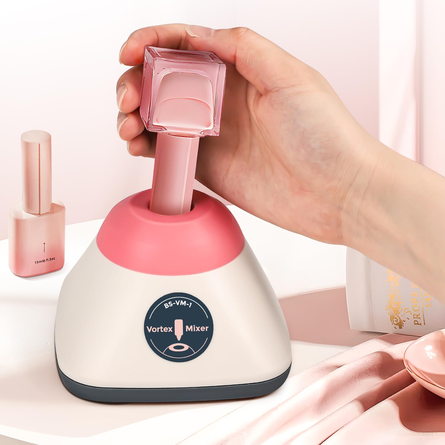Bonvoisin Mini Vortex Batidora 3500 rpm, Tap to Activate, 50 ml, mezcla rápida, para soluciones de laboratorio, pinturas acrílicas, pegamento para pestañas, geles y esmaltes de uñas