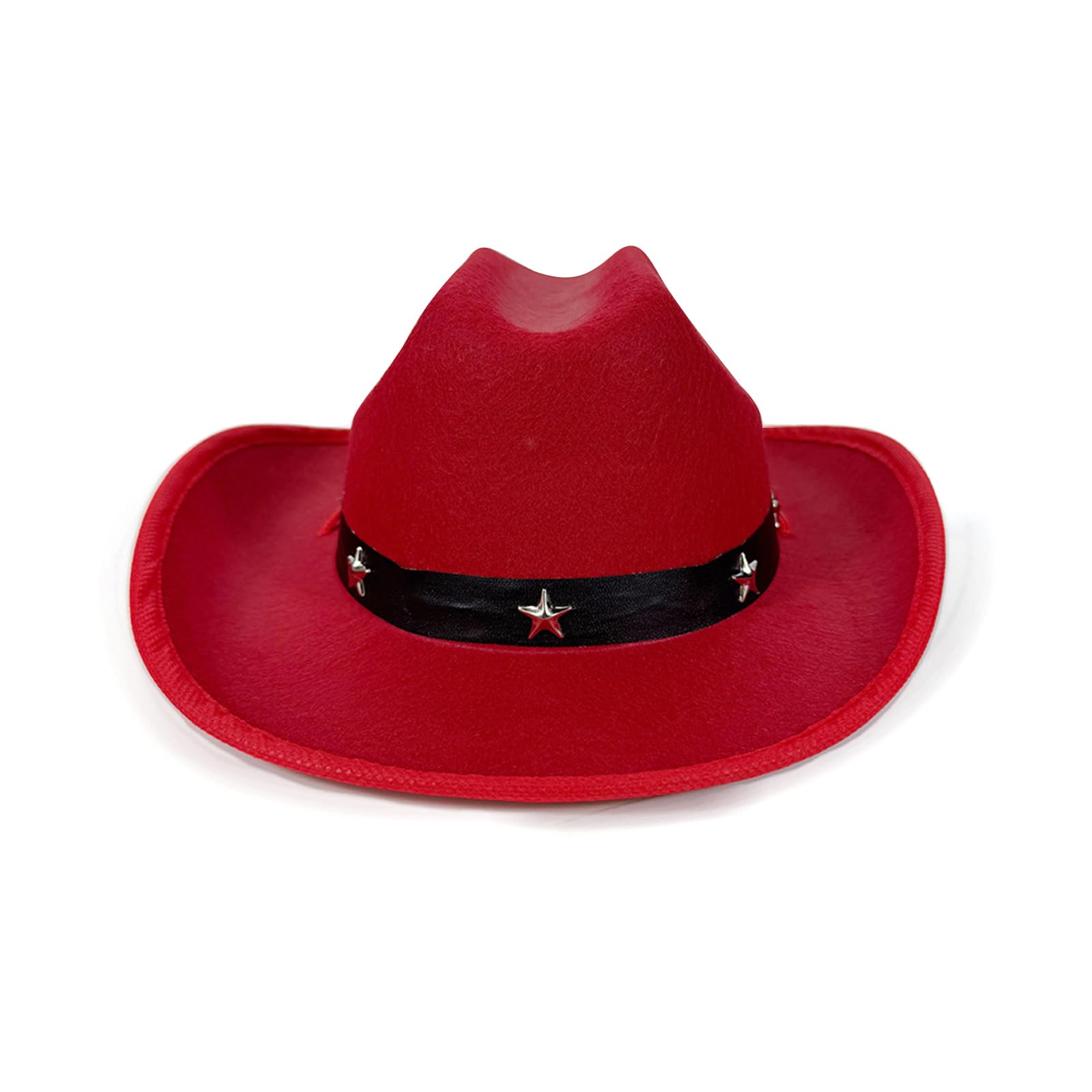 Nsywmzy Kids Cowgirl Hat 2-6T Wide Brim Western Hat Stylish Star Leather Belt Design Cap Toddler Halloween Party Hat (Red, ONE SIZE)