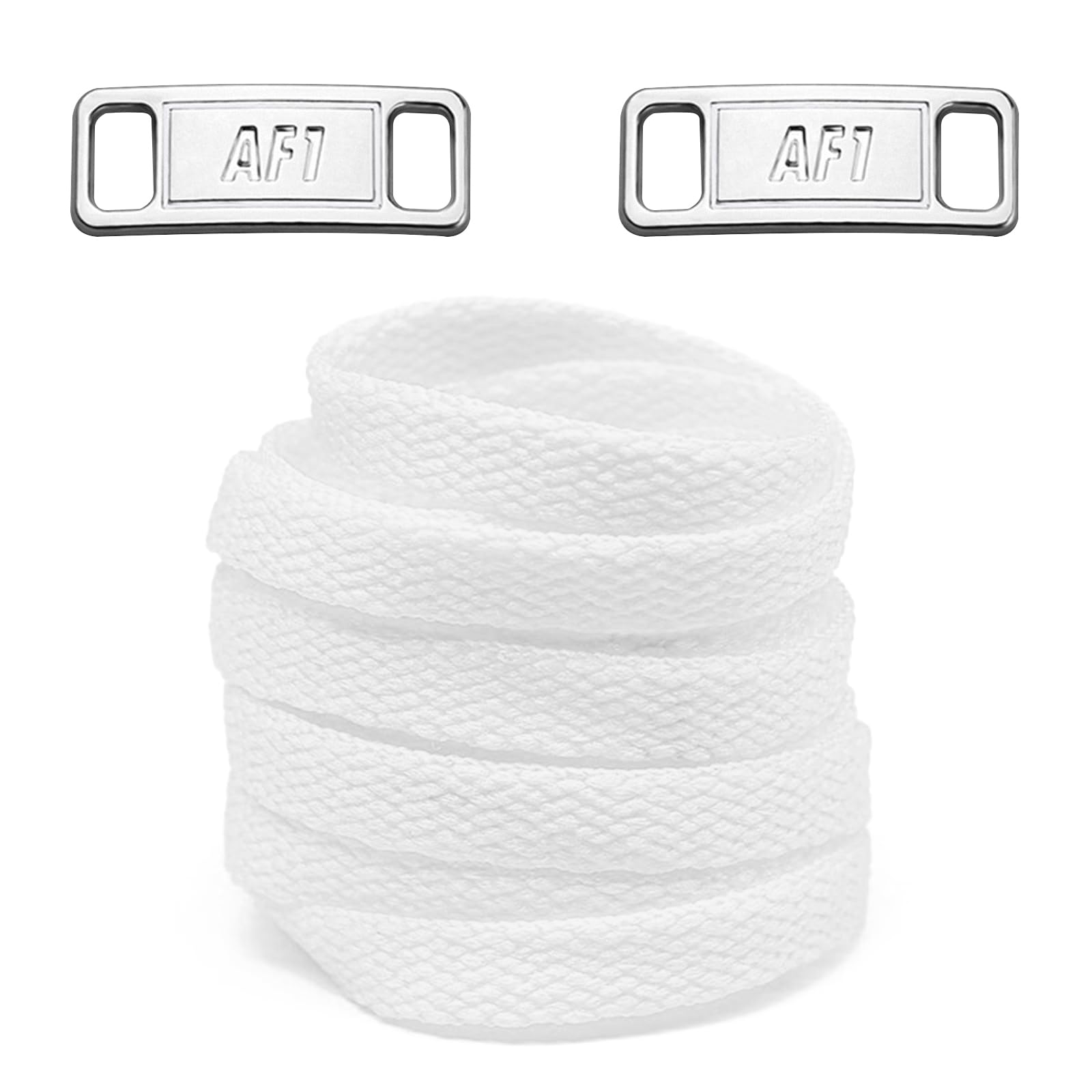 Flat Athletic Shoelaces for Air Force 1, with 1 Pair Shoe Lace Mental Tag Charms for AF1 Sneaker