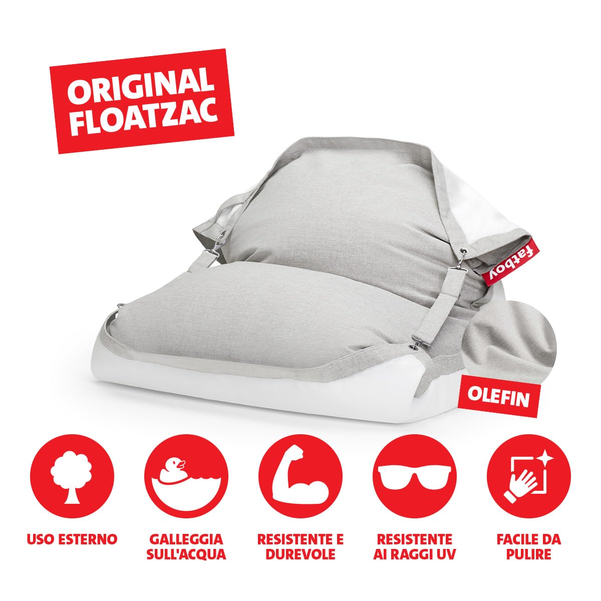 Fatboy Original Floatzac Nebbia Pouf per il suolo e sull'acqua Asciugatura rapida galleggiante