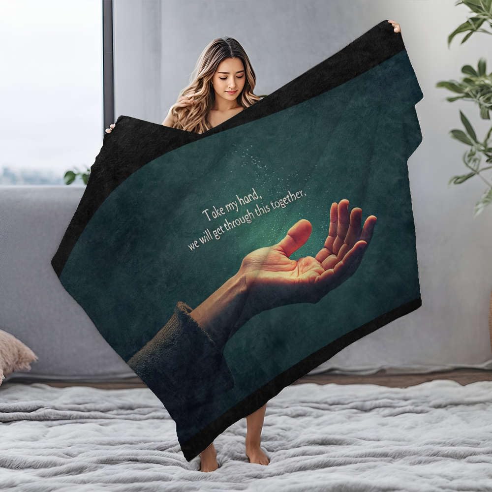 Koc dla mamy Take My Hand, We Will Get Through This Together. Koc flanelowy Koc Dziecięcy Torba (150x200cm)