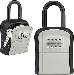 Diyife Key Safe, [Waterproof] Heavy Duty Key Lock Box with Removable Shackle,Wall Mounted and Portable Resettable 4 Digit Combination Key Storage Lock Box for House Keys, Car Keys [5 Keys Capacity]