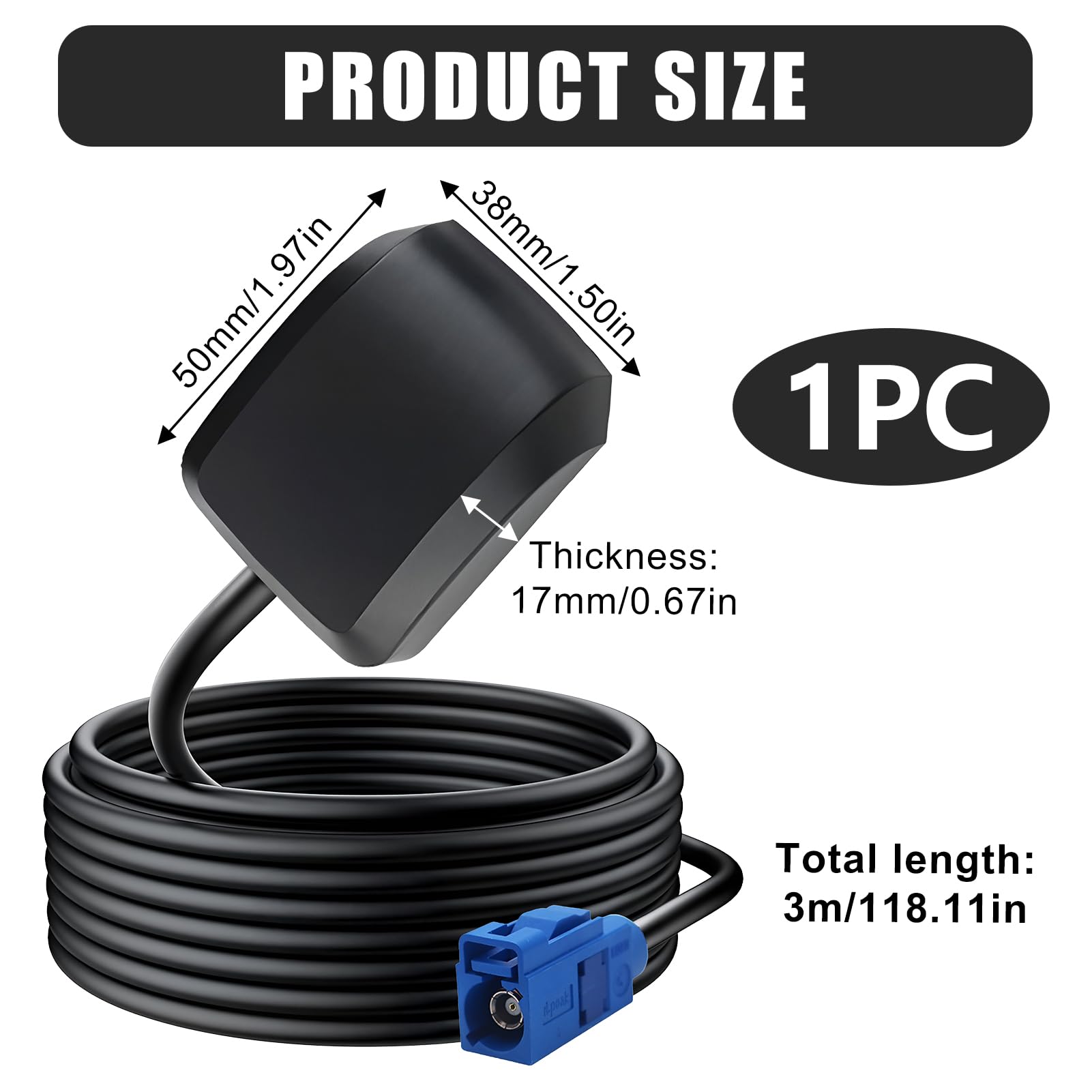 Antenna GPS attiva Fakra C blu cavo 3 m per navigazione veicoli camion barca