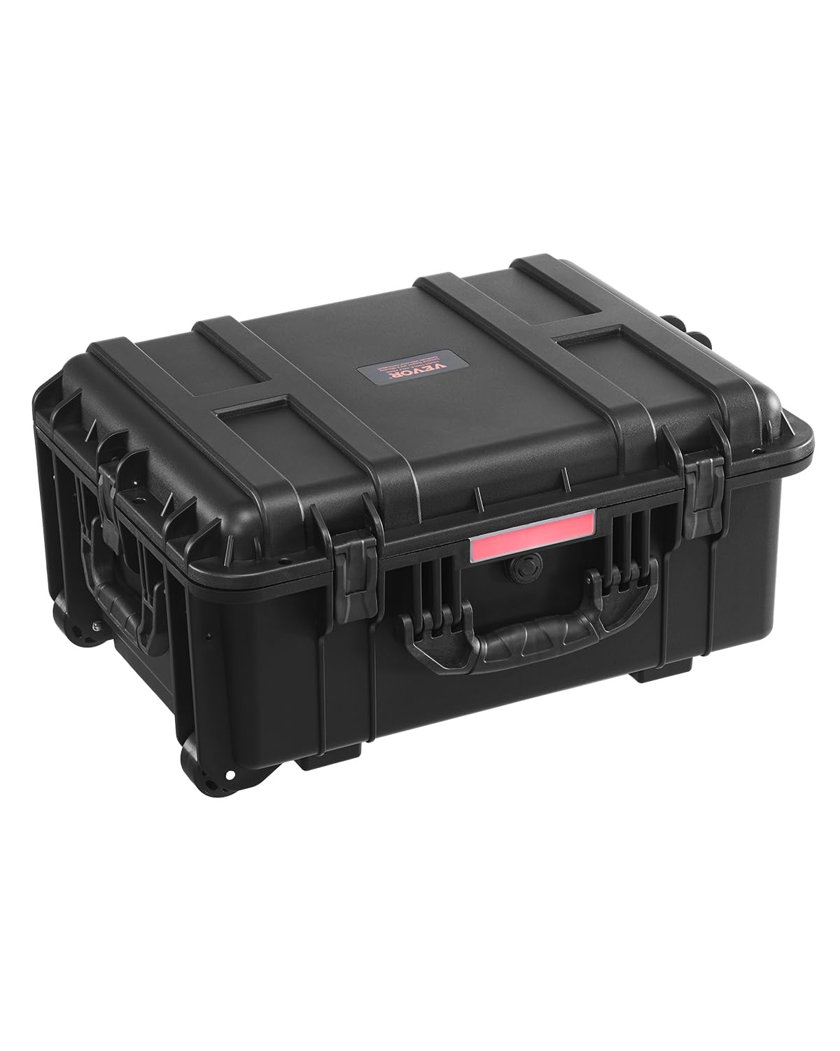 vevor weatherproof hard case, heavy duty protective dry box with pre-cut foam, wheels & retractable pull handles for travel, hunt, military, tactical, ip67 waterproof case for cameras(57x45x28)