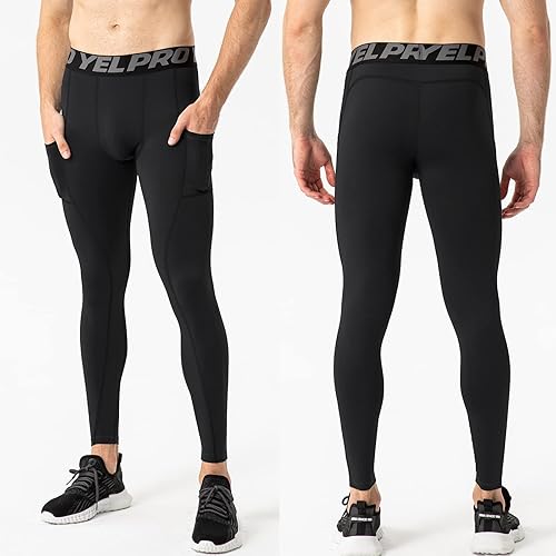 Miniatura 4 de SPVISE Paquete de 3 pantalones de compresión para hombre, mallas deportivas frescas y secas, leggings deportivos con capa base de bolsillo para