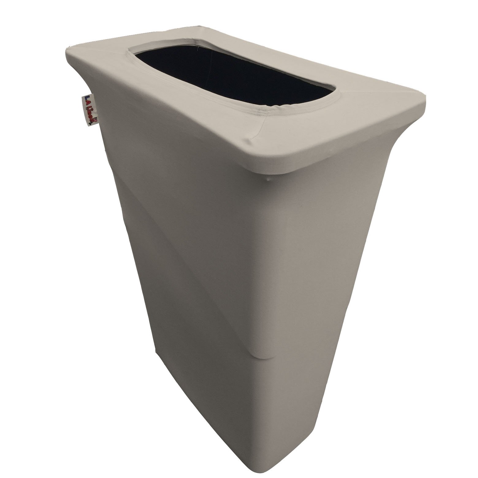 LA Linen Stretch Spandex Fitted Trash Can Cover for Slim Jim 23-Gallon, Bin Waste Container Cover, Outdoor Indoor Patio Backyard Decor, Gray Light