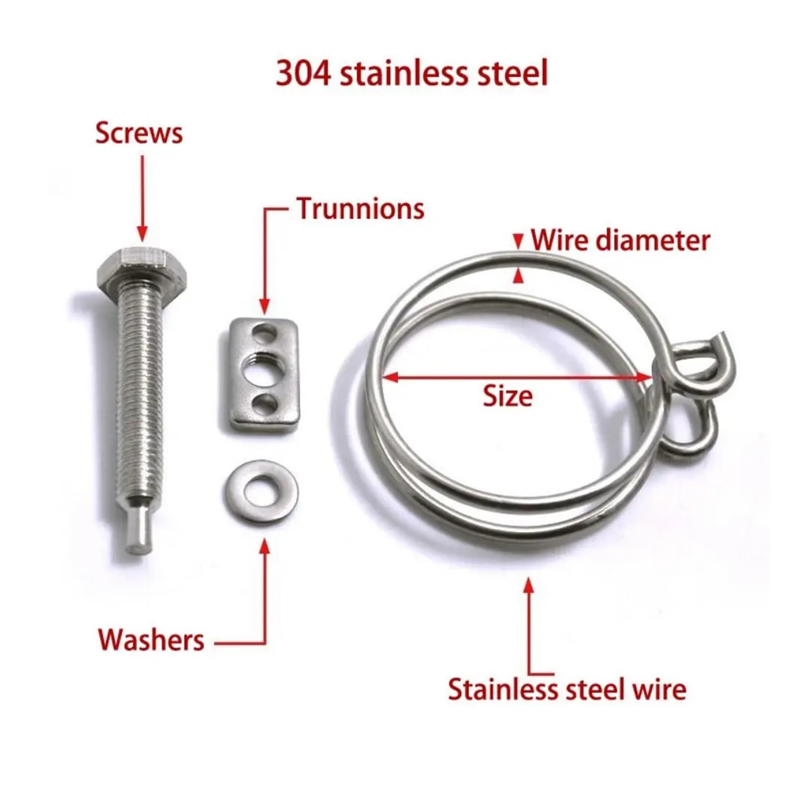 Morsetto per tubo a doppio filo, 1 pezzo, morsetto per tubo a doppio filo, clip fissa per tubo in acciaio inox 304, kit assortito (22-25 x 2,0 mm)