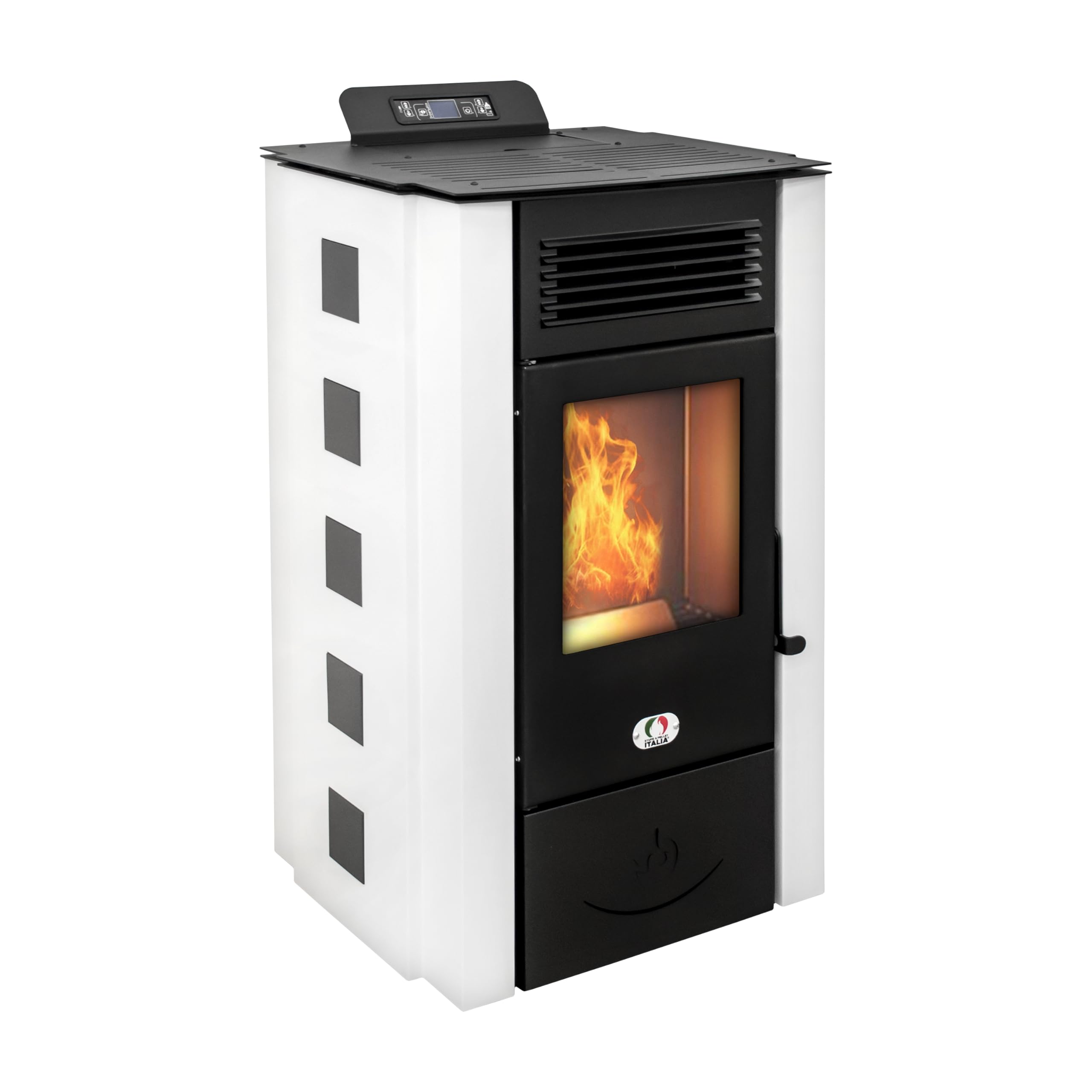 STUFE A PELLET ITALIA Colorado 15 KW | Pelletöfen Effizienz 92% Heizt 140m² Autonomie 15 Std. Programmierbar 5 Geschwindigkeiten und Leistungsstufen 24 Monate Garantie Weiß