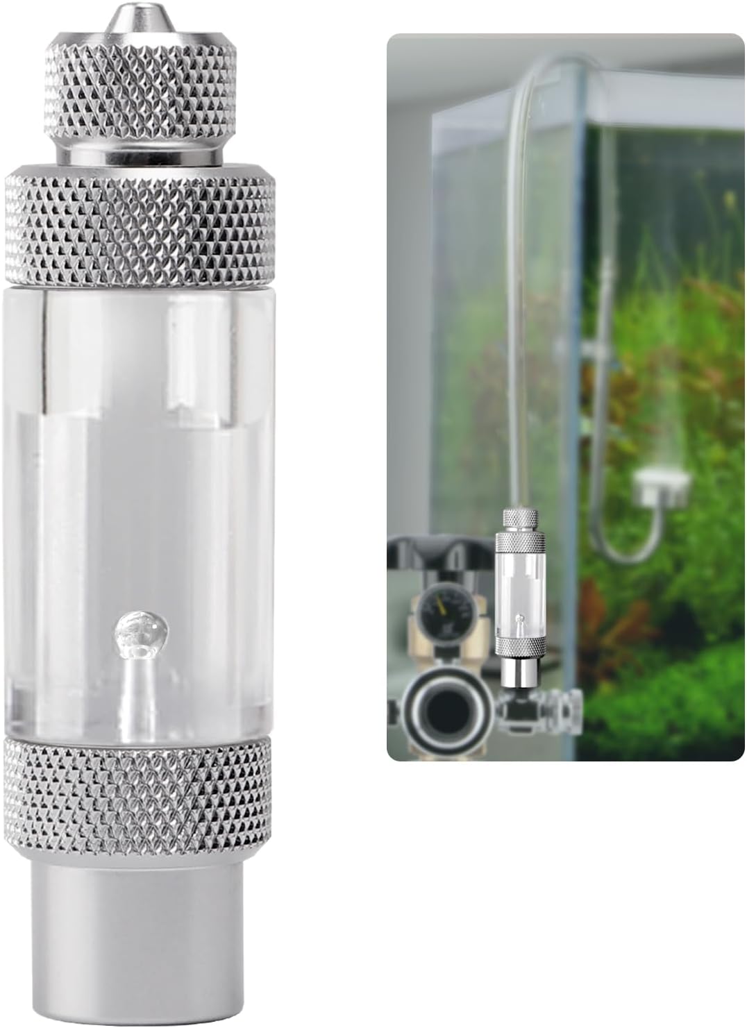Aquarium CO2 Bubble Counter with Built-in Check Valve for CO2 Generator Regulator, Single Head