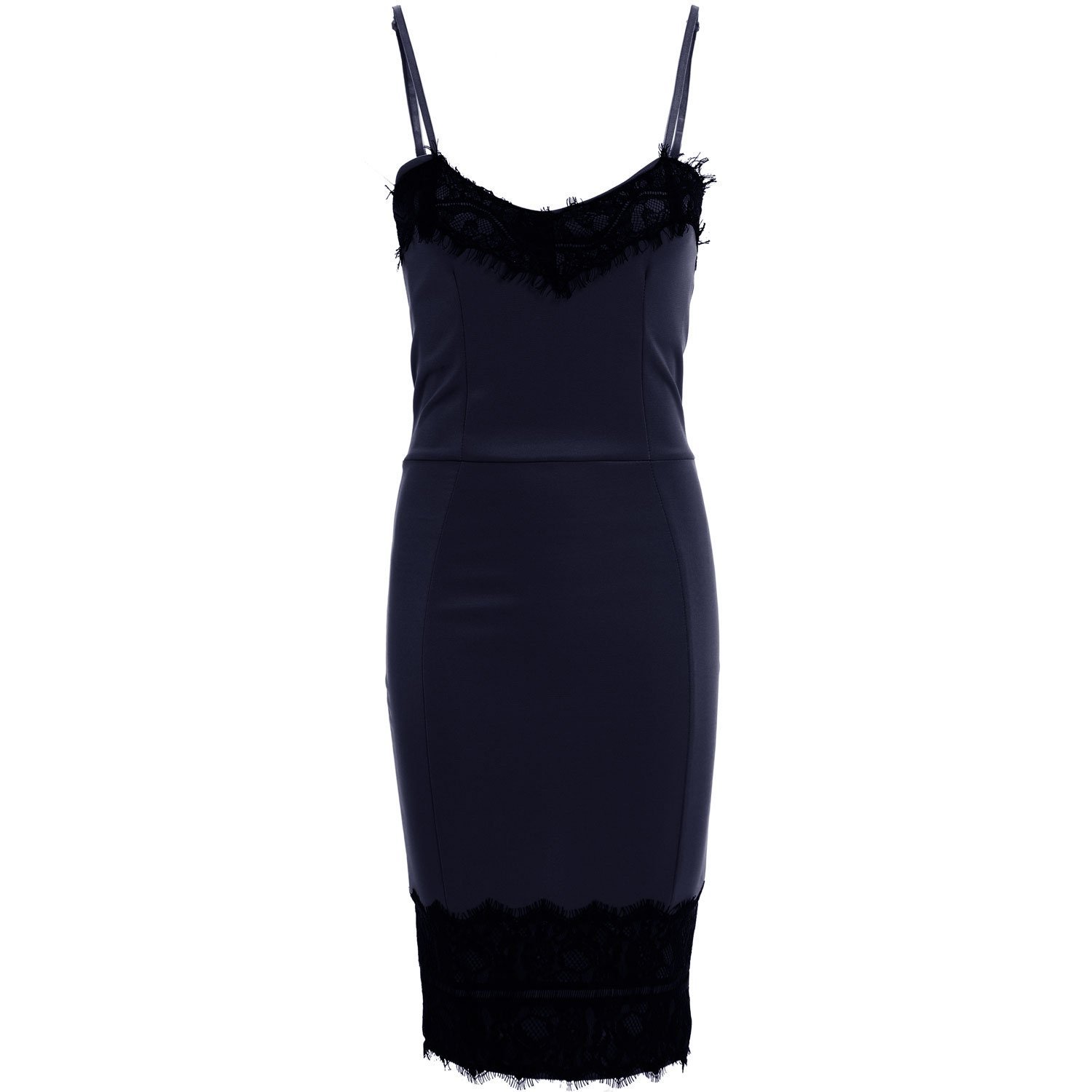 Forever Womens Sleeveless Lace Trim Boobtube Style Bodycon Midi Dress