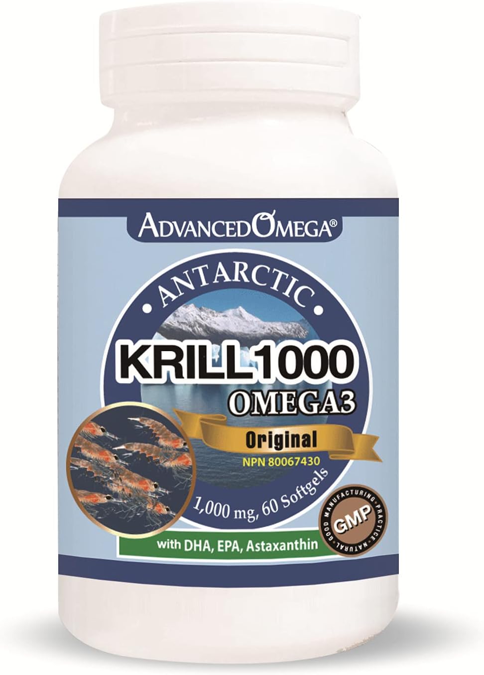 Advanced Omega Krill Oil 1000MG (60 Count) Antarctic Krill Omega3 with