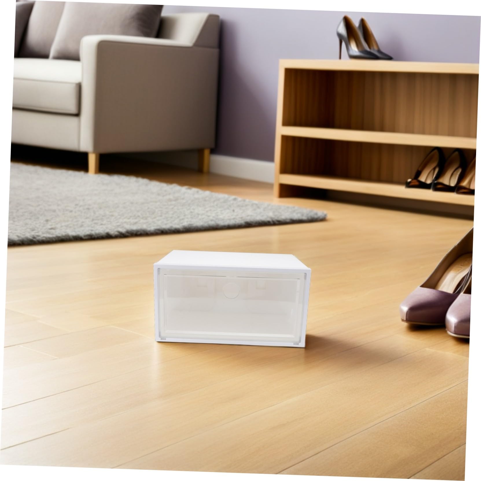 Caja de Zapatos Transparente de Plástico Gran Capacidad y Puerta Lateral, Organizador Práctico y Diseño Simple para Almacenamiento Hogar
