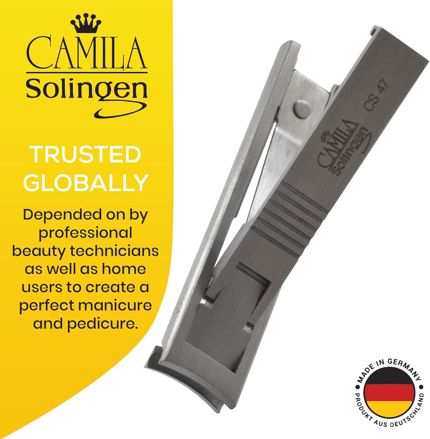 CS47 2.25" Fingernail Clipper and Toenail Clipper for Manicure and Pedicure - Professional Nail Clippers with Precision Super Sharp Blades - German Stainless Steel Cuticle Trimmer