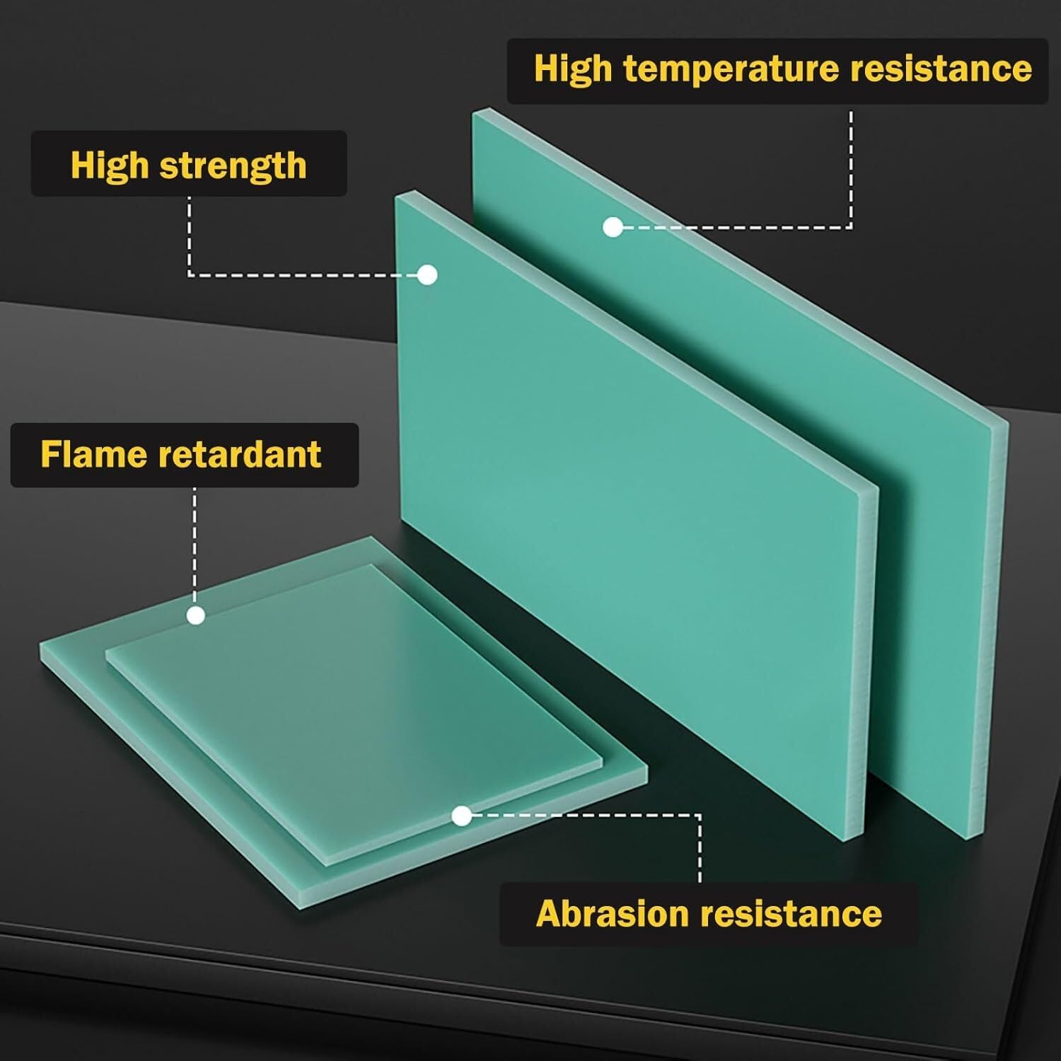 1 Placa Aislante de Resina epoxi FR4 de Fibra de Vidrio de 500x500 mm, Color Verde Agua 3024(500 * 500 * 3mm)