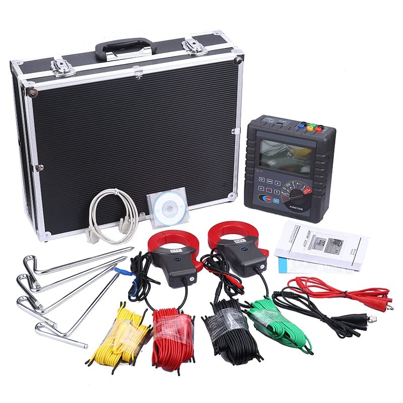 Double Clamp Earth Resistance Tester Grounding Resistance Meter with Measuring Range AC 0.00mA~600A Testing Voltage 0.0~100V