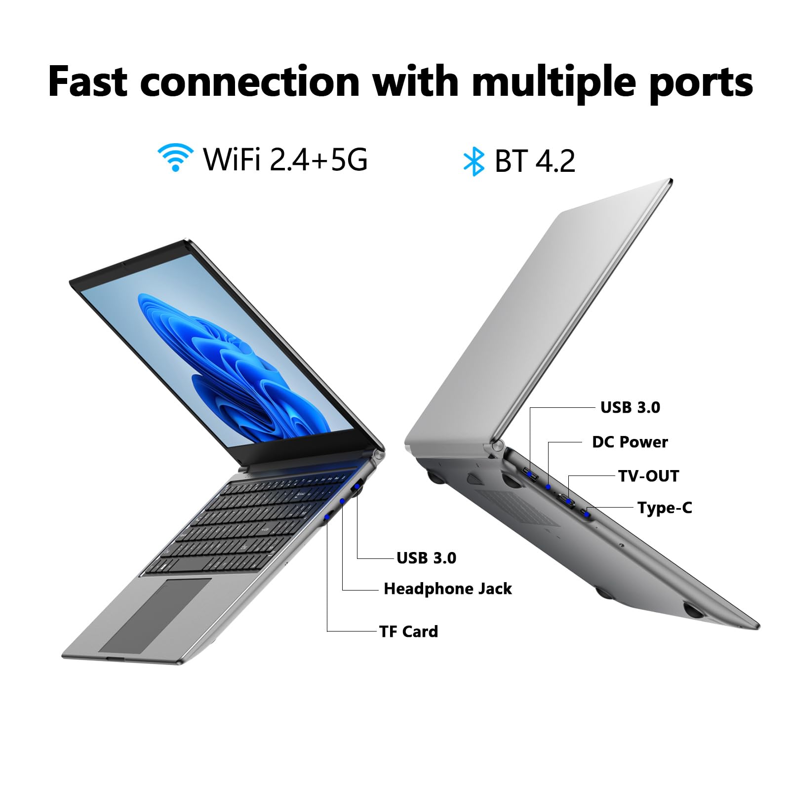 16-Zoll Laptop 8GB DDR RAM 256GB SSD AMD A9-9400 Radeon R5 Prozessor 3,2 GHz 9000mAh Akku USB 3.0 Dual-Band WLAN Webcam