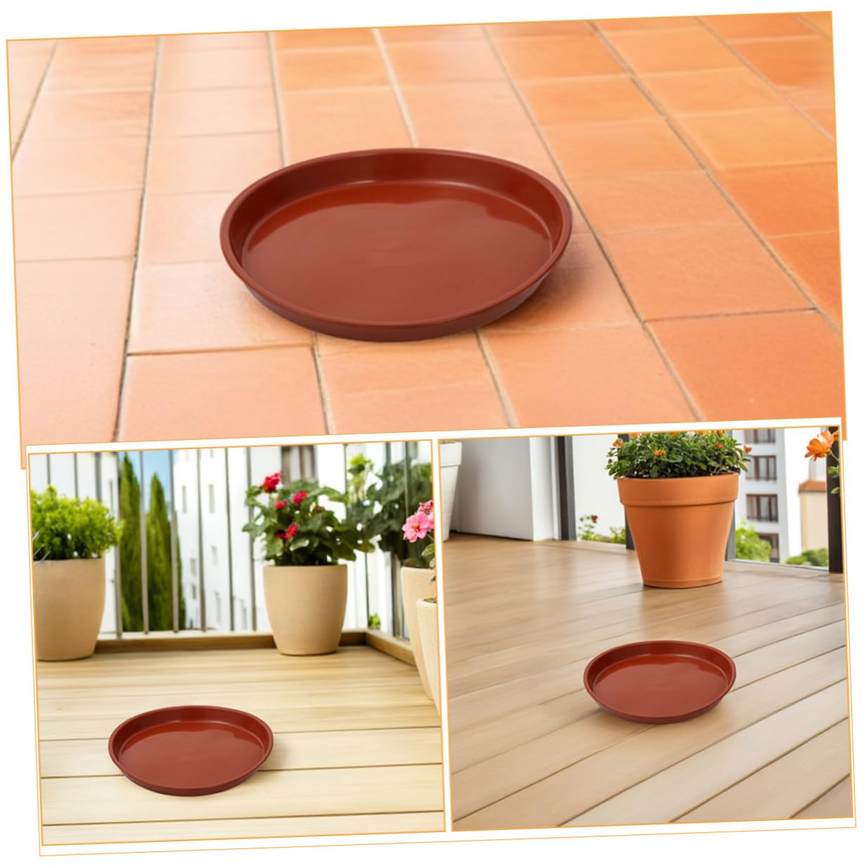 COLLBATH Bandejas para Macetas de Plástico Rojo 25 Piezas Platillos Redondos de 25 CM de Diámetro Colectores de Agua para Plantas Platos de Drenaje para Jardinería Hogar Oficina y