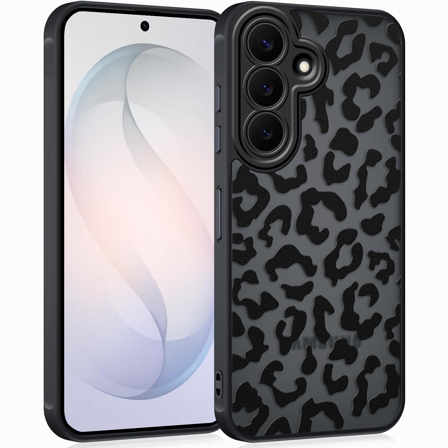 Coqinen Handyhülle für iPhone 15 Pro Hülle, Matt Transluzente Case mit Stilvolle Leopard Muster, Silikon Aesthetic Schutzhülle mit Kratzfeste PC Rückseite + Stoßfest TPU Bumper - Schwarz