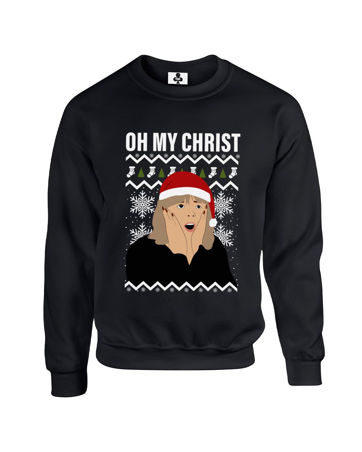 New Spirit Original Unisex Black Pam Meme Oh My Christ Christmas Xmas Festive Novelty Funny Adults Sweatshirt Jumper