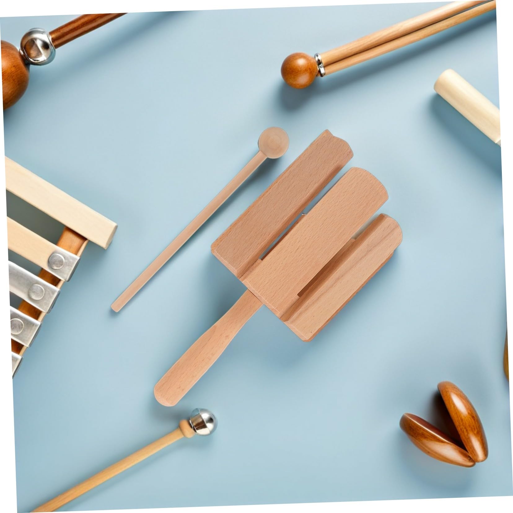 Hohopeti 2 Strumento Orff in Legno per Percussione Montessori con Martelletto Musicale Sicuro per Apprendimento Precoce Casa e Scuola