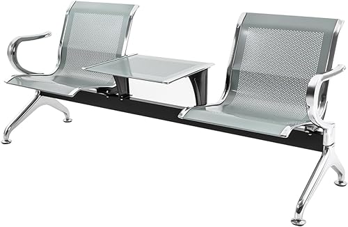 Miniatura 4 de Banco de recepción de aeropuerto con mesa de centro de 2 asientos para sala de espera, sillas de oficina para invitados, sillas de vestíbulo con