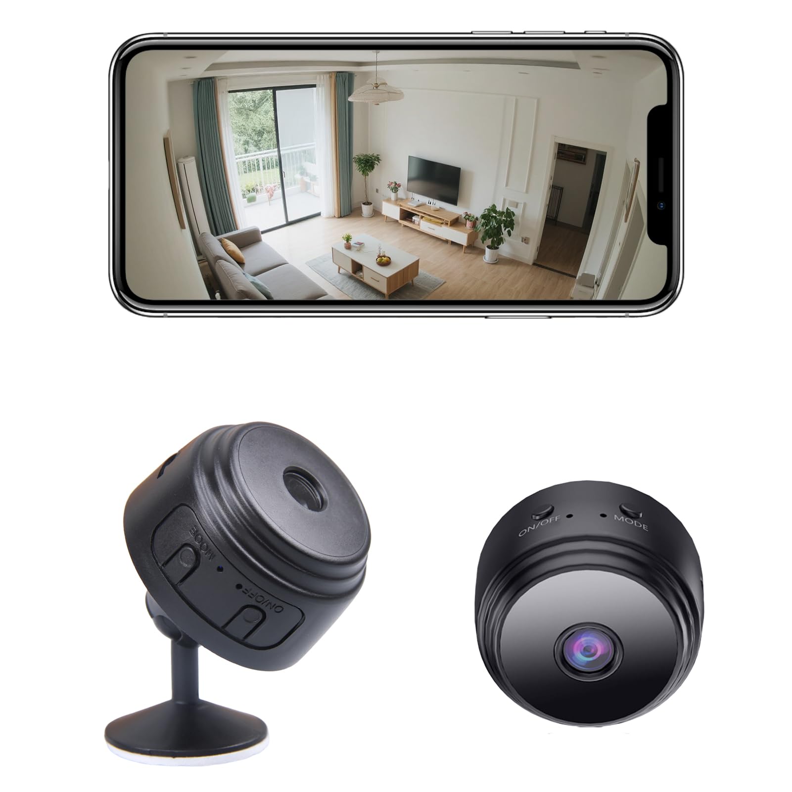 Mini cámara 1080P Full HD WiFi Cámara de vigilancia giratoria 360° con Detector de Movimiento y visión Nocturna, Seguridad doméstica y vigilancia en Tiempo Real