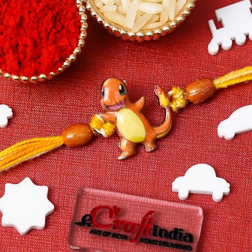 Image of eCraftIndia Cartoon Rakhi for Kids Brother | Raksha Bandhan Rakhi for Bhai Bhaiya | Best Bro Ever Fridge Magnet | Roli Chawal Pack