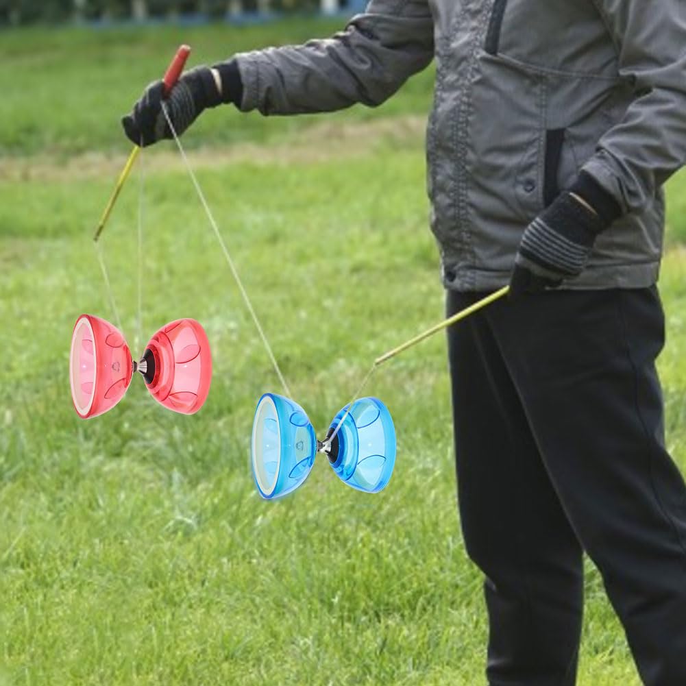 HTU Diabolo Yoyo con Cuerda de de Juego y Bolsa de Red para niños Mayores (Rojo)