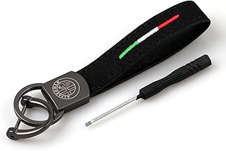 Universal Carbon Fibre Keyring Compatible with Alfa Romeo Giulia Stelvio Giulietta Quadrifoglio Tonale Brera Spider 159 147 156 166 4C (V)