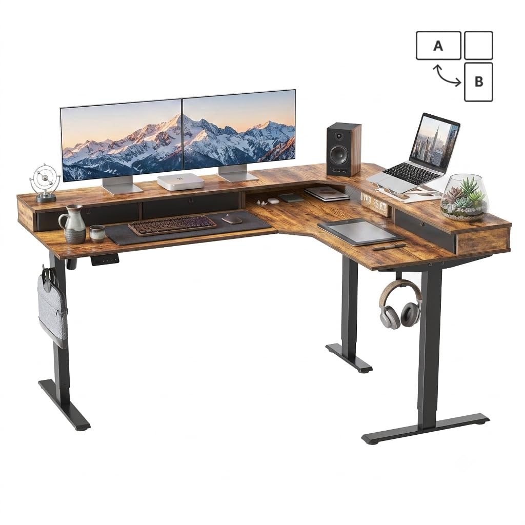 Amazon.com: CubiCubi 63x48 Inches L Shaped Standing Desk with 3