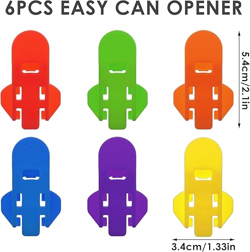 Miniatura 2 de simarro Abrelatas manual colorido fácil, 6 piezas de abrelatas de cerveza de soda, herramienta de abridor de anillo superior, protector de bebidas a