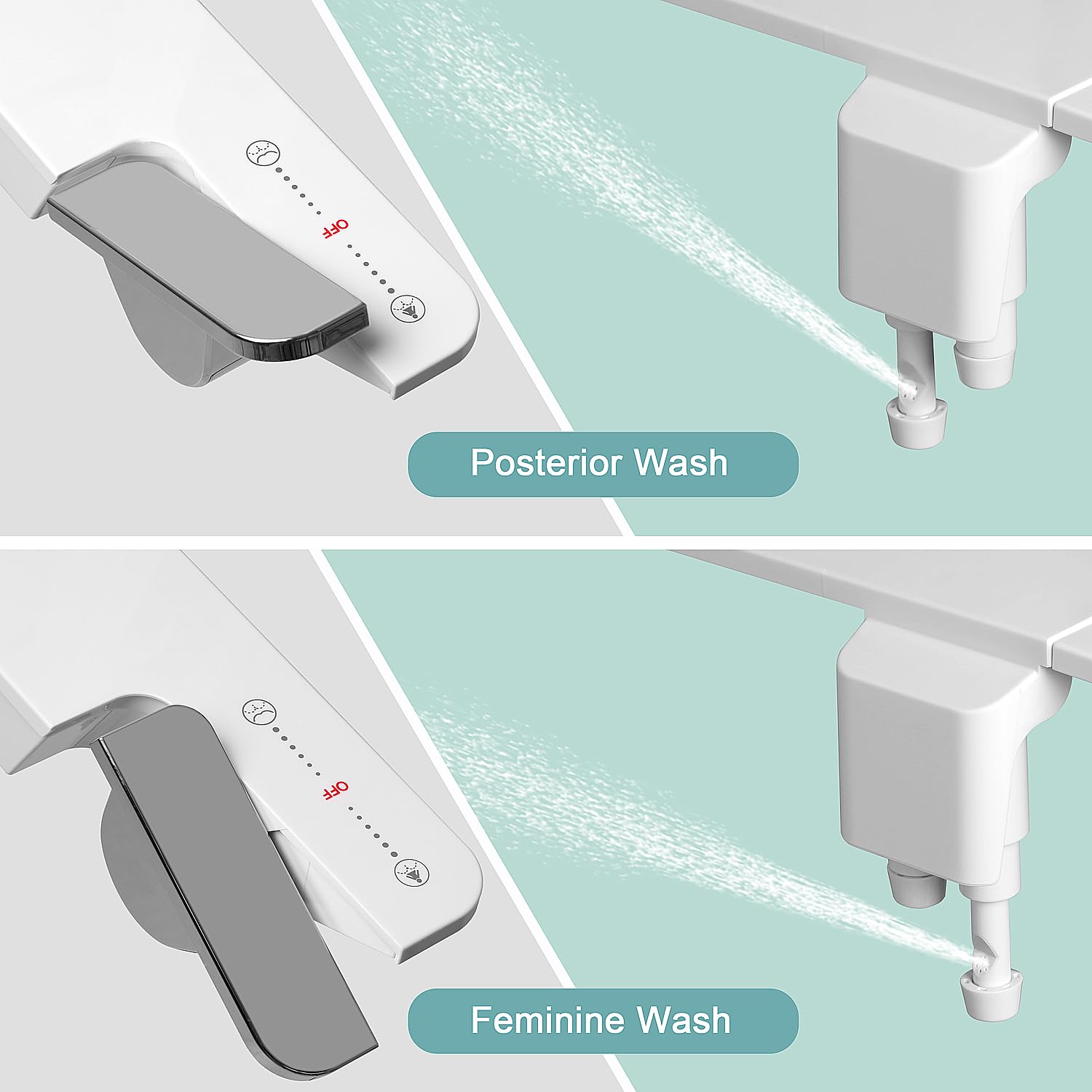 Bidet-Aufsatz für Toilette – nicht elektrischer Kaltwasser-Bidet-Toilettenaufsatz, einstellbarer Wasserdruck, Doppeldüsen, Frontspülung, Rückspülung, Bidet mit Messingeinlass (Mit 2m Schlauch)