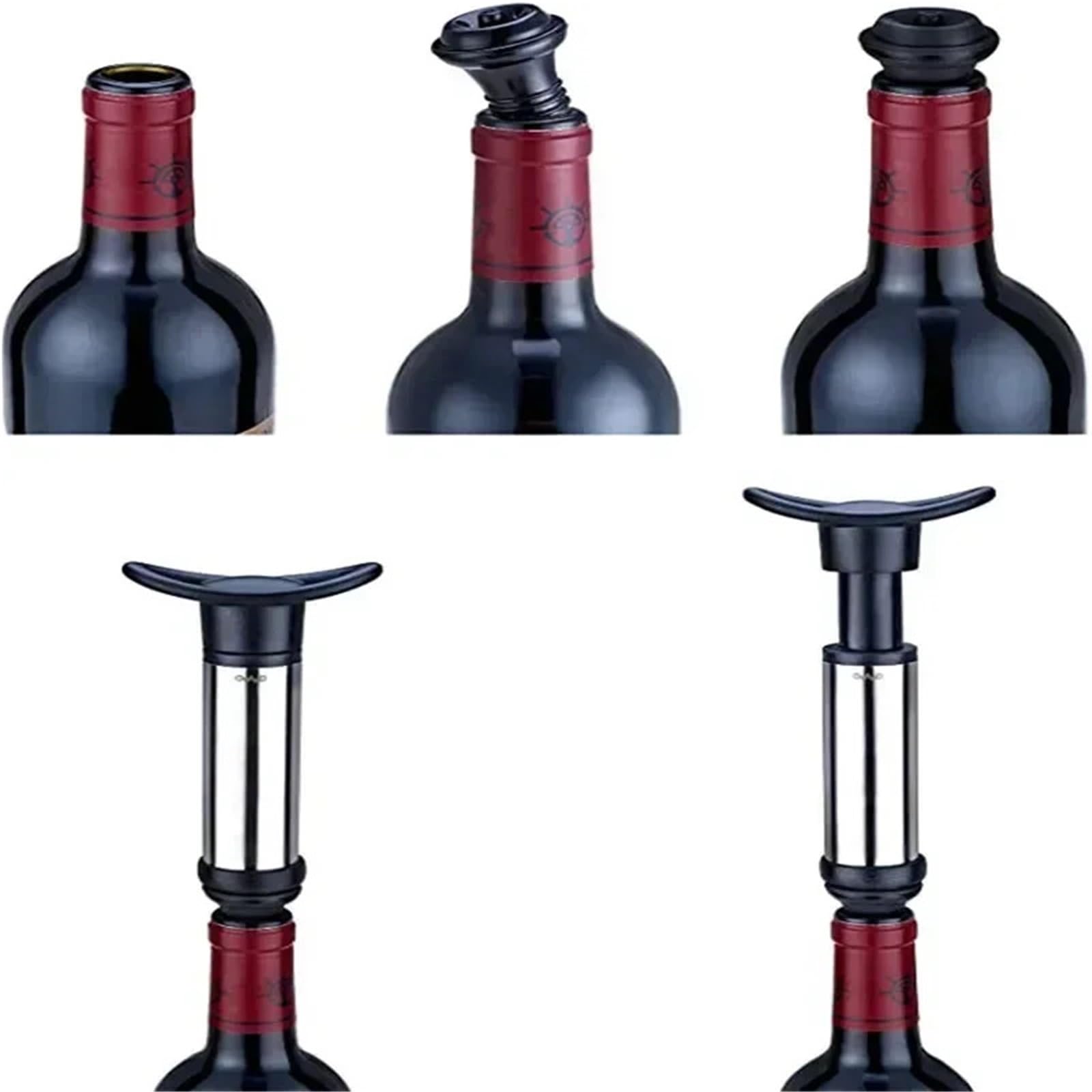 Wine Stopper - Juego de 4 tapones de acero inoxidable para el hogar, bomba de vacío para vino tinto
