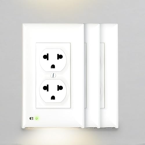 Placa de cubierta de enchufe iluminada, luz nocturna LED opcional, cubierta de enchufe de pared y alumbrado de respaldo para falla de energía,