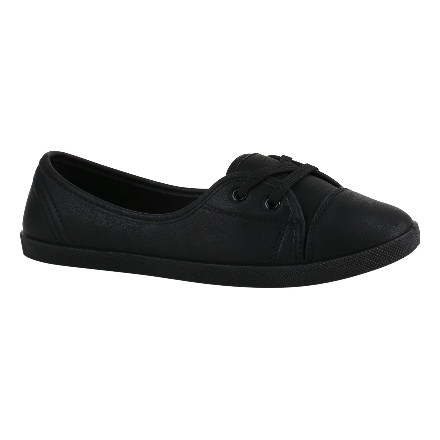 Damen Sneaker Ballerinas – Bequeme Flats Mit Camouflage-Denim-Optik, Schnürung (Schwarz, 39)