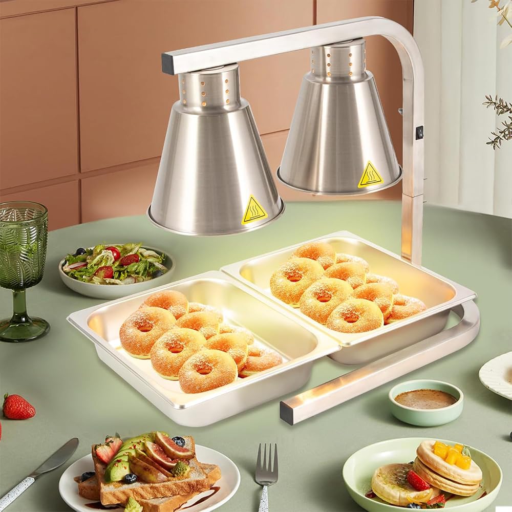 Lampada riscaldante per Alimenti da banco, scaldavivande Elettrico Portatile con Tre lampadine da 250 W, Lampada scaldavivande Regolabile in Altezza per casa, Ristorante