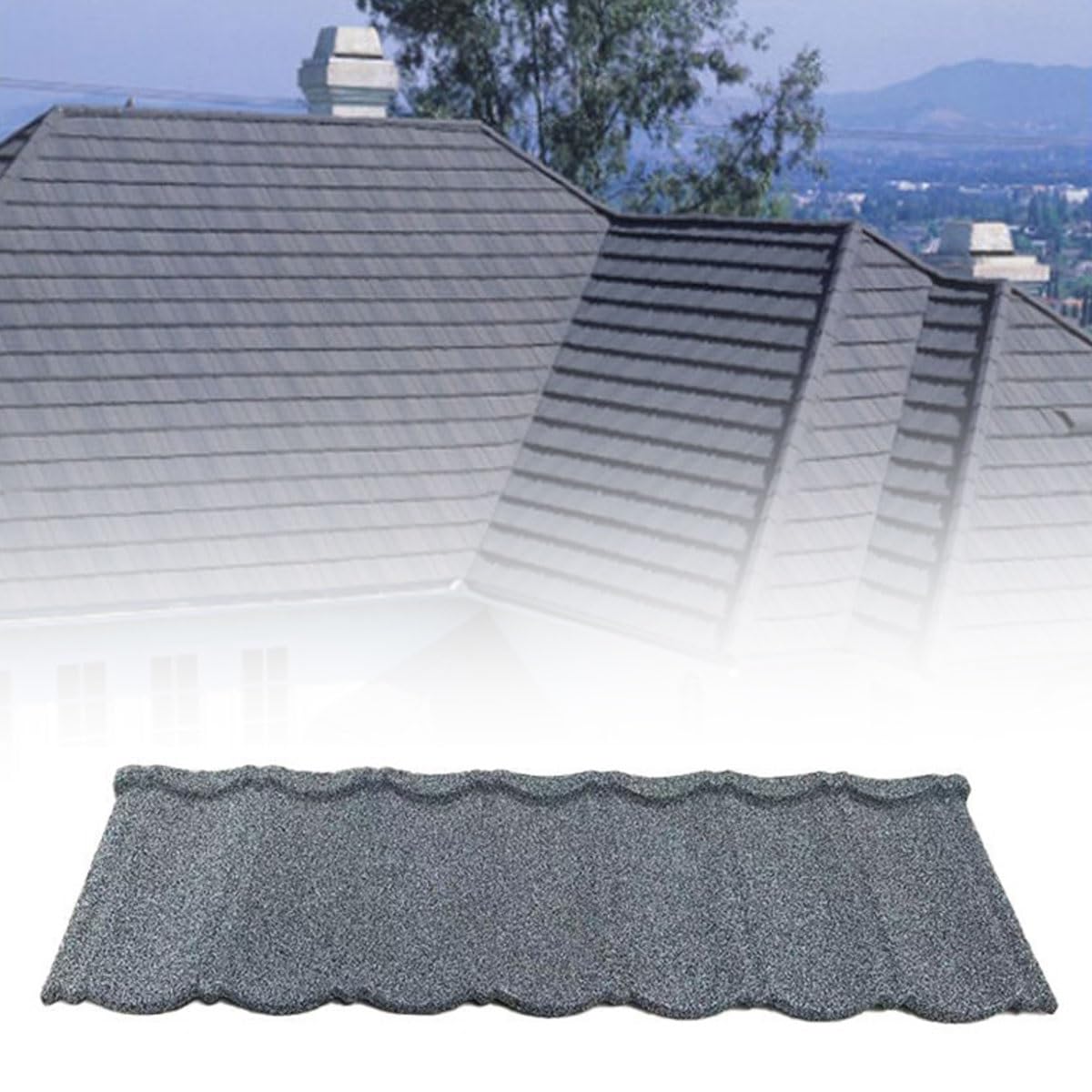 Architectural Metal Roofing Shingles, Lightweight Architectural Steel Roof Shingles, Corrugated Metal Roof Panels for Storage Shed, Carport, Barn, Cabin, Garage(Gray)